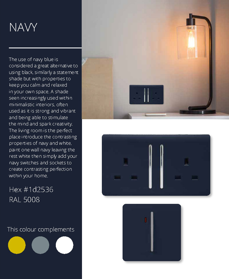 2 Gang Retractive Home Auto.Switch Navy Blue ART-SSR2NV  Trendi Navy